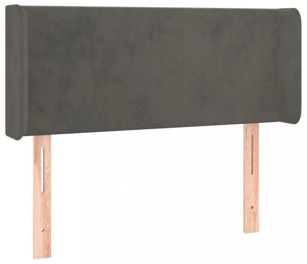 sötétszürke bársony fejtámla szárnyakkal 83x16x78/88 cm