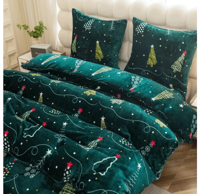 Mikropuha ágyneműhuzat CHRISTMAS DRIFT zöld Ágyneműhuzat mérete: 2 db 70 x 90 cm | 200 x 220 cm