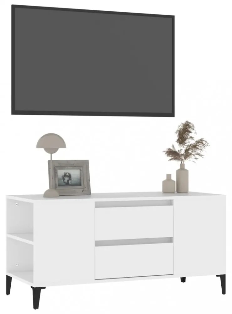 fehér szerelt fa TV-szekrény 102x44,5x50 cm