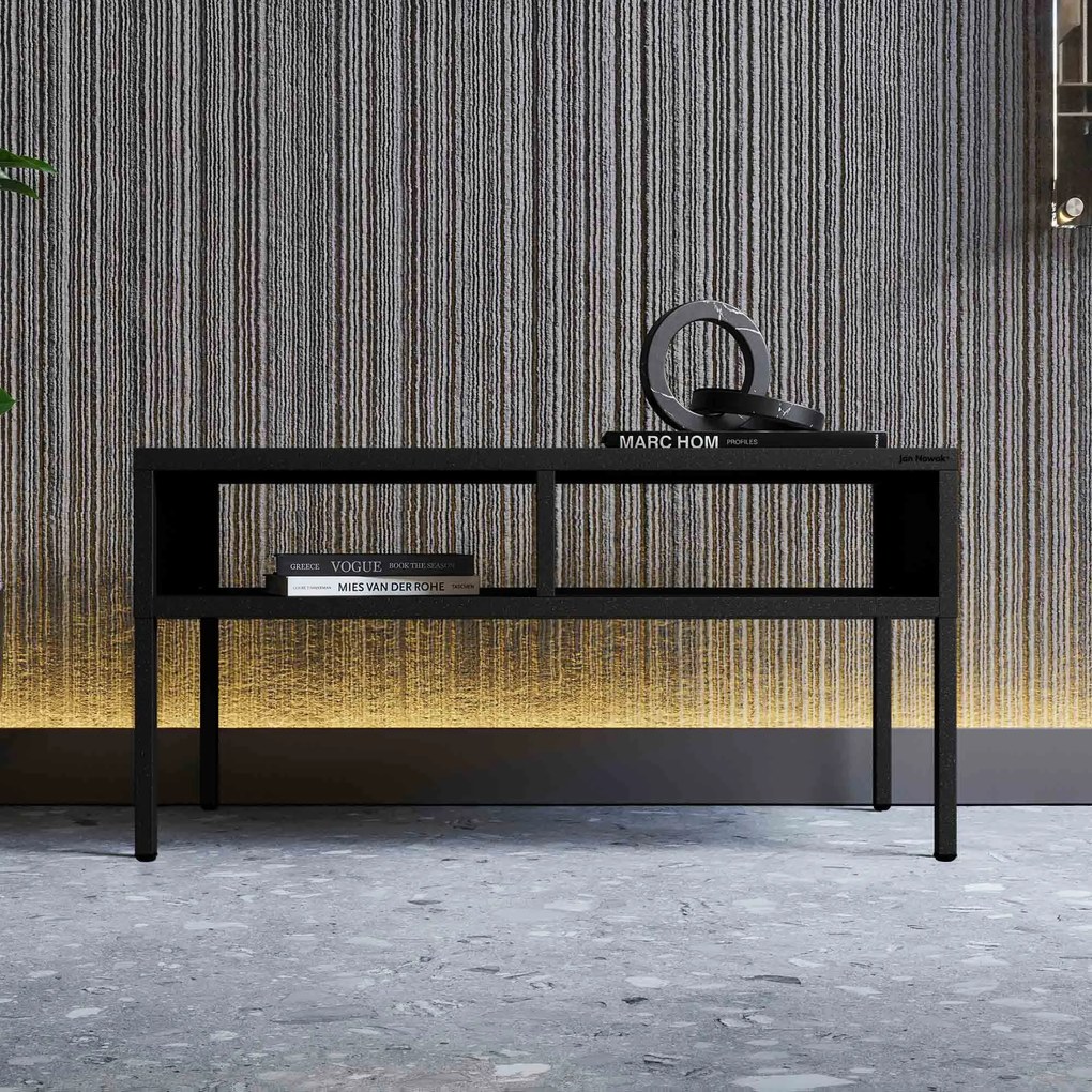 Fekete, téglalap alakú fém dohányzóasztal, 900x450x450 mm: MATTEO