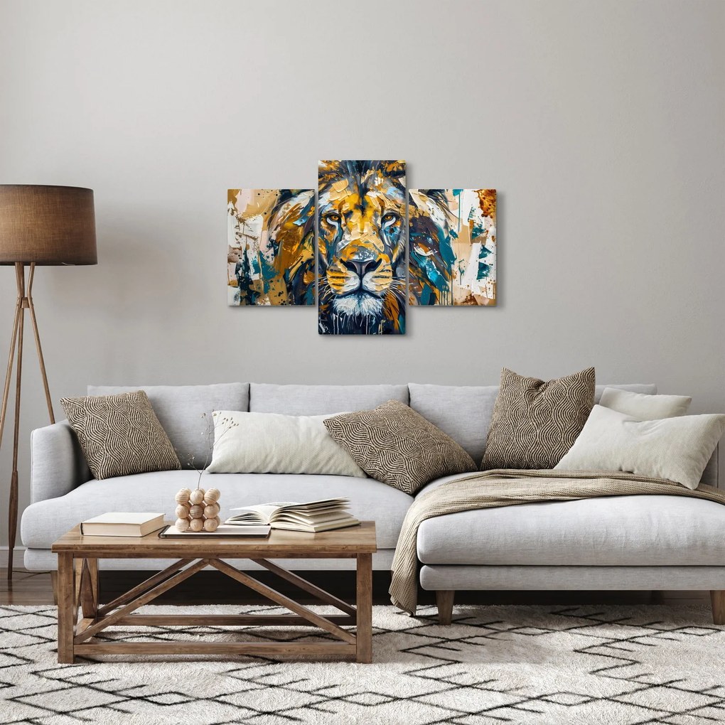 Kép - Absztrakt olajfestmény oroszlánnal (90x60 cm)