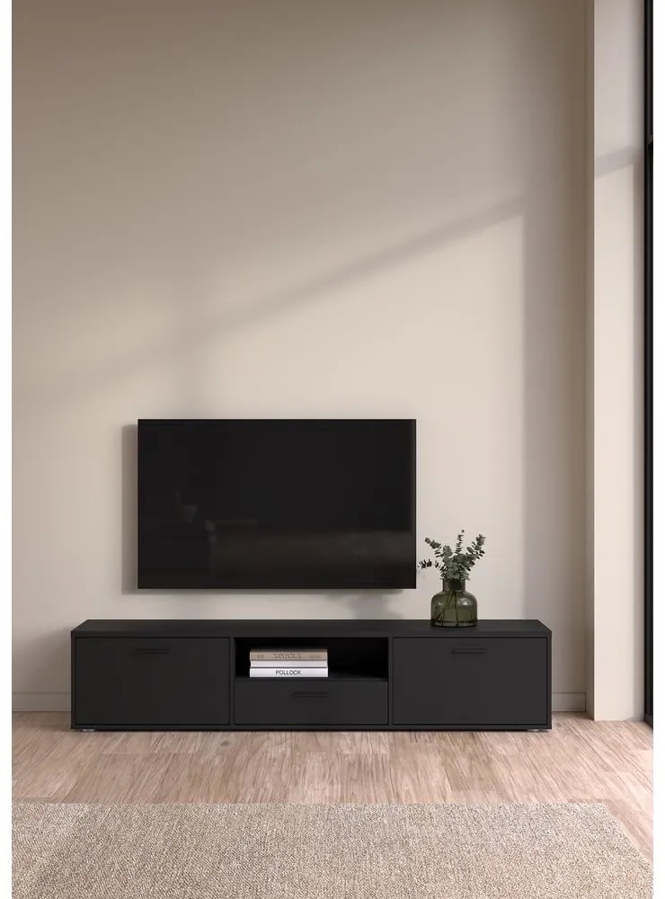 Fekete TV-állvány 177x38 cm Media – Tvilum