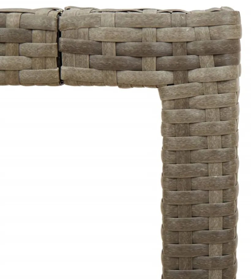 szürke polyrattan üveglapos kerti asztal 90 x 90 x 75 cm