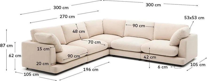 Bézs zsenília sarokkanapé Gala – Kave Home