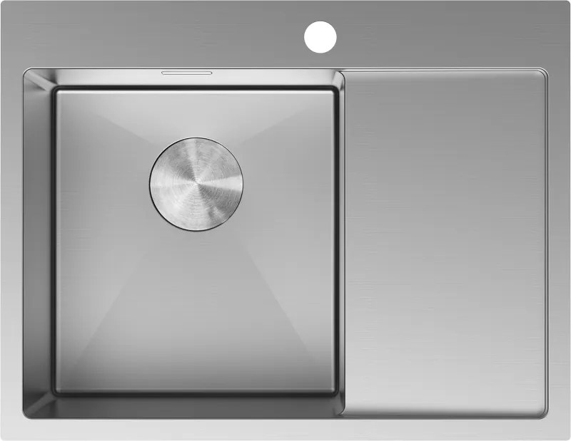 Mexen Exar rozsdamentes acél mosogató 1 medencével, bal oldali csepegtető, 620 x 480 mm, inox - 6431621005L-01