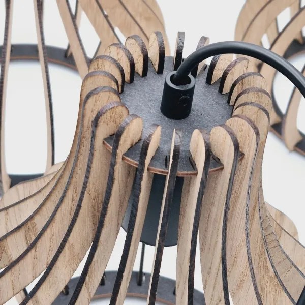 Csillár zsinóron TUCCI 3xE27/15W/230V tölgy/fekete