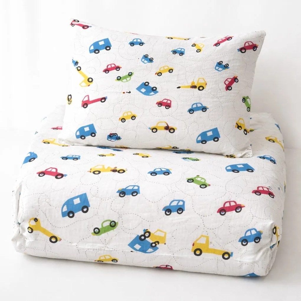 Muszlin ágyneműhuzat kis autó TiaHome - Detský set 130x90cm + 65x45cm