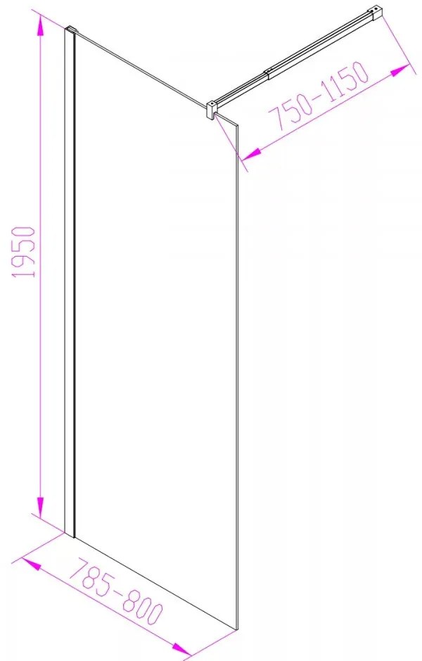 Walker 80x195 cm Walk in zuhanyfal