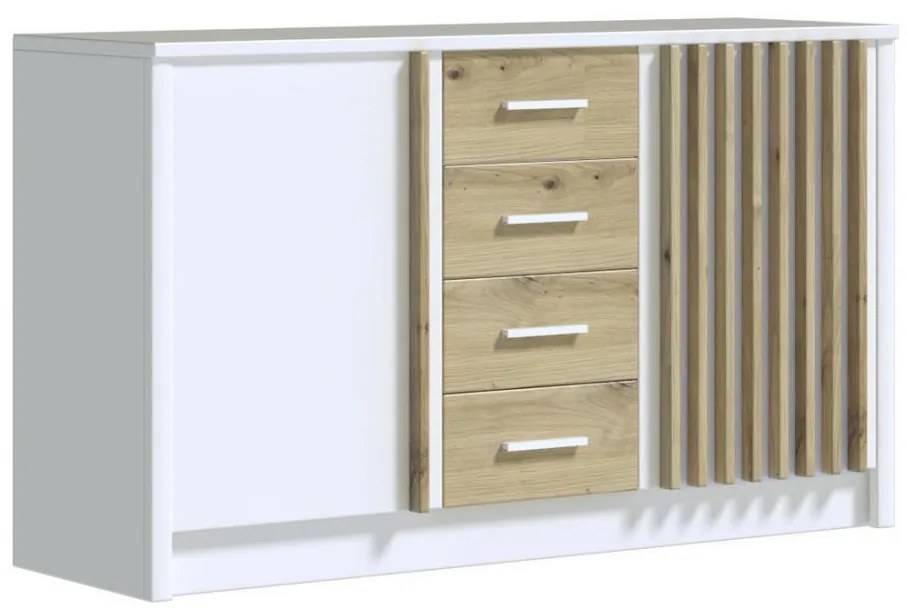 TAYLER komód fehér/dub craft kivitelben