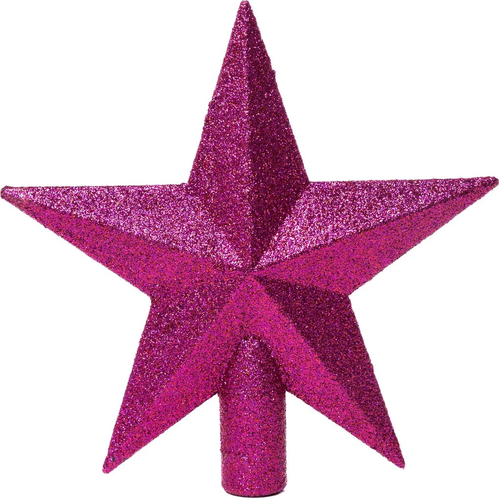 Glitteres csúcsdísz csillag 19 cm 2 rózsaszín