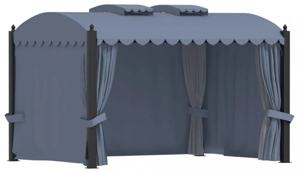 antracitszürke acélpavilon függönyökkel 3 x 4 m