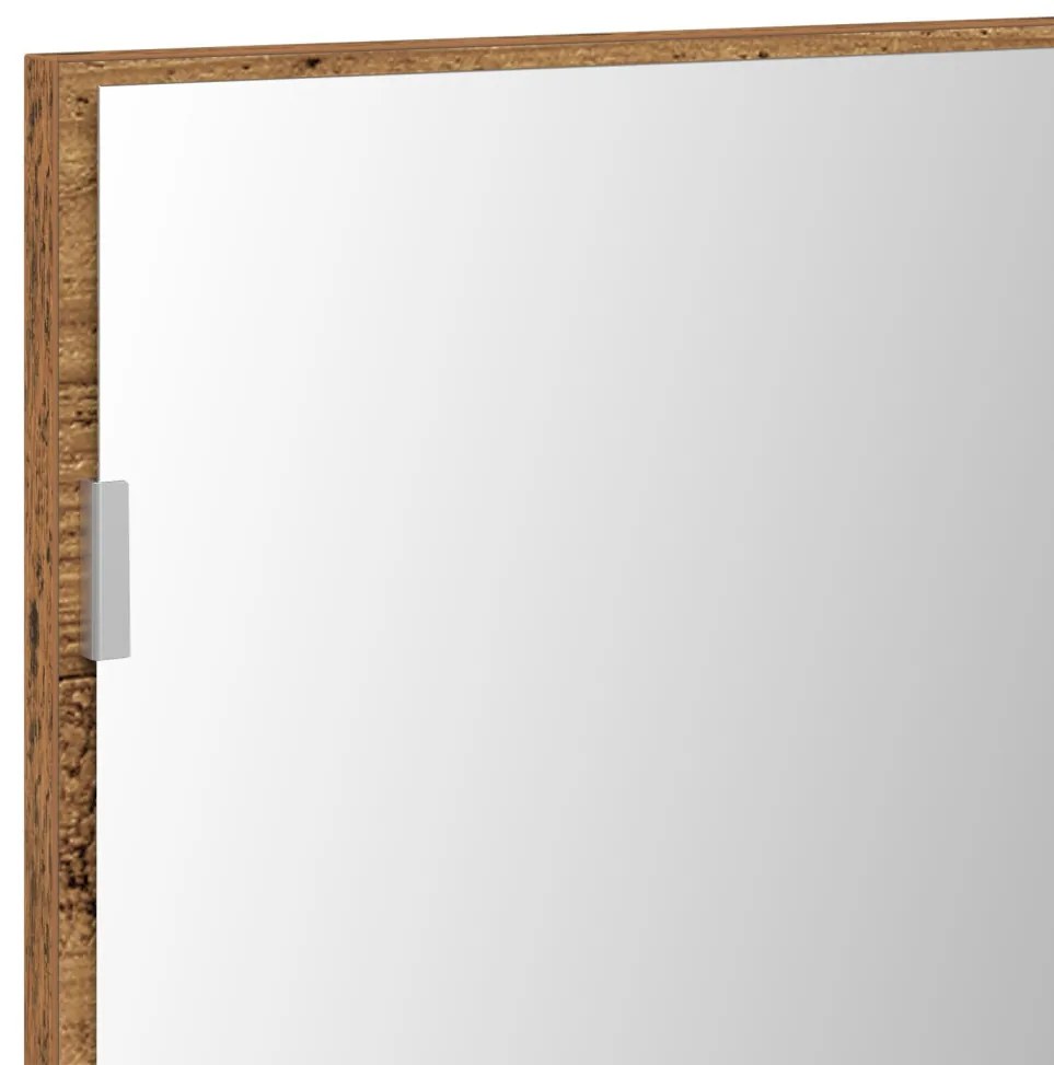 Fürdőszoba Tükörszekrény LED Fénnyel Régi Fa 80x37 cm