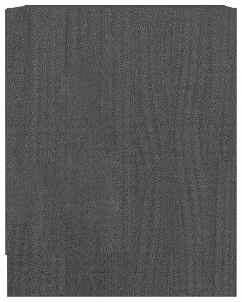 2 db szürke tömör fenyőfa éjjeliszekrény 35,5 x 33,5 x 41,5 cm