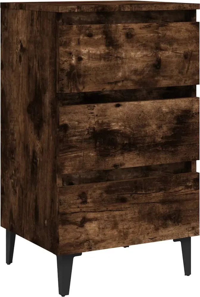 vidaXL füstös tölgy színű éjjeliszekrény fémlábakkal 40 x 35 x 69 cm