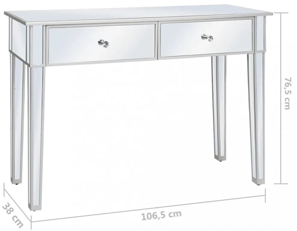 tükrös konzolasztal MDF-ből és üvegből 106,5 x 38 x 76,5 cm