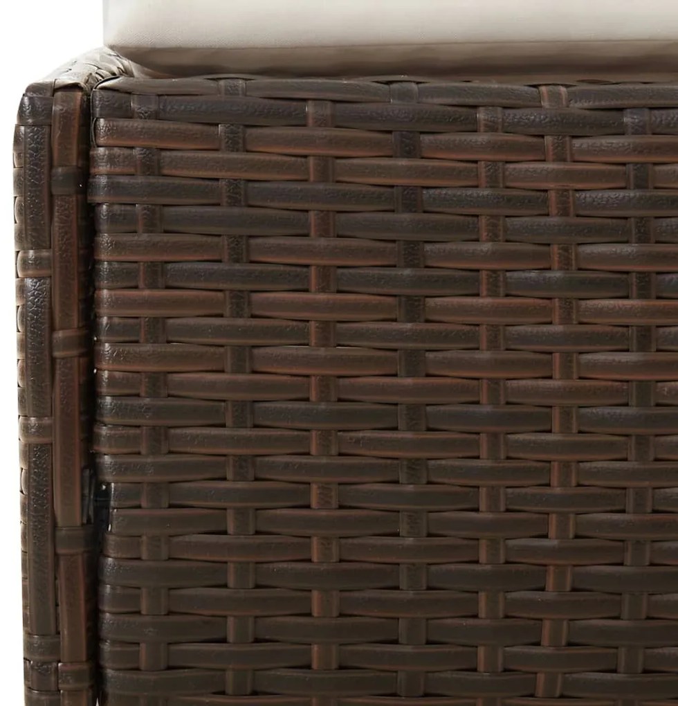 barna polyrattan napozóágy összecsukható tetővel 200x114x128 cm