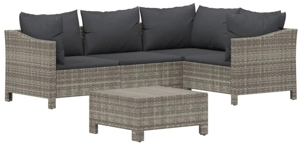 5 részes szürke polyrattan kerti ülőgarnitúra párnákkal