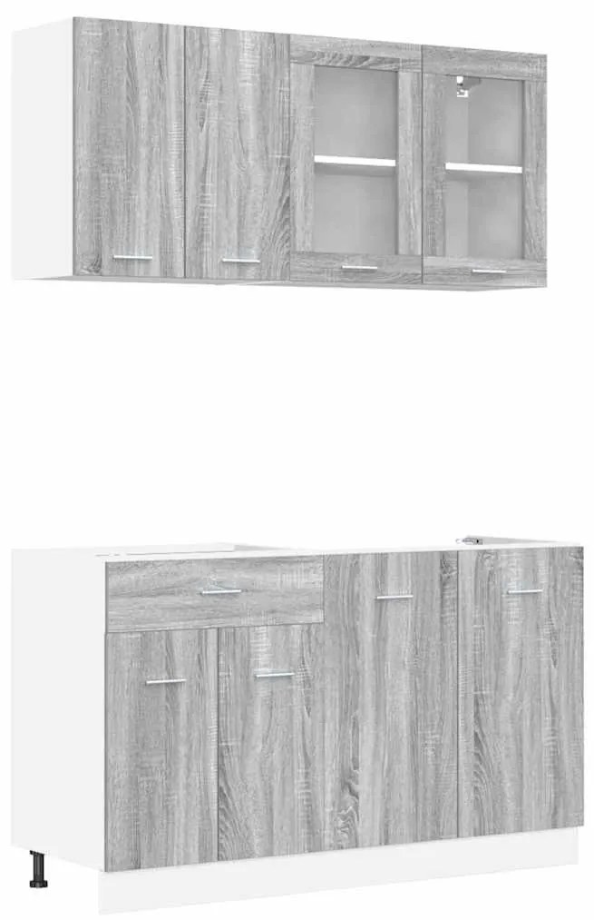 Konyhaszekrény garnitúra 4 pcs Szürke sonoma 140 x 46 x 81.5 cm