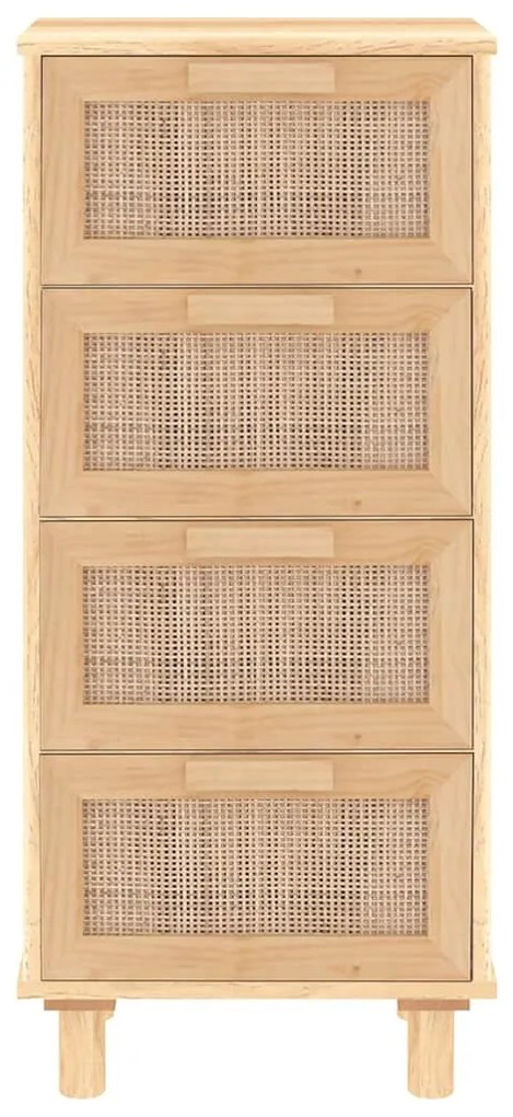 barna tömör fenyő/természetes rattan tálalószekrény 40x30x90 cm