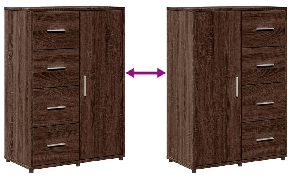 2 db barna tölgy színű szerelt fa tálalószekrény 60x31x84 cm