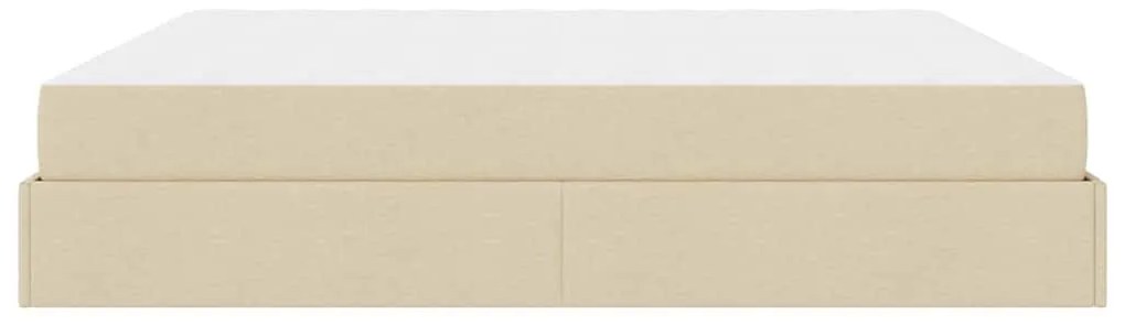 Ágykeret tárolóval Krém 200 x 200 cm szövet