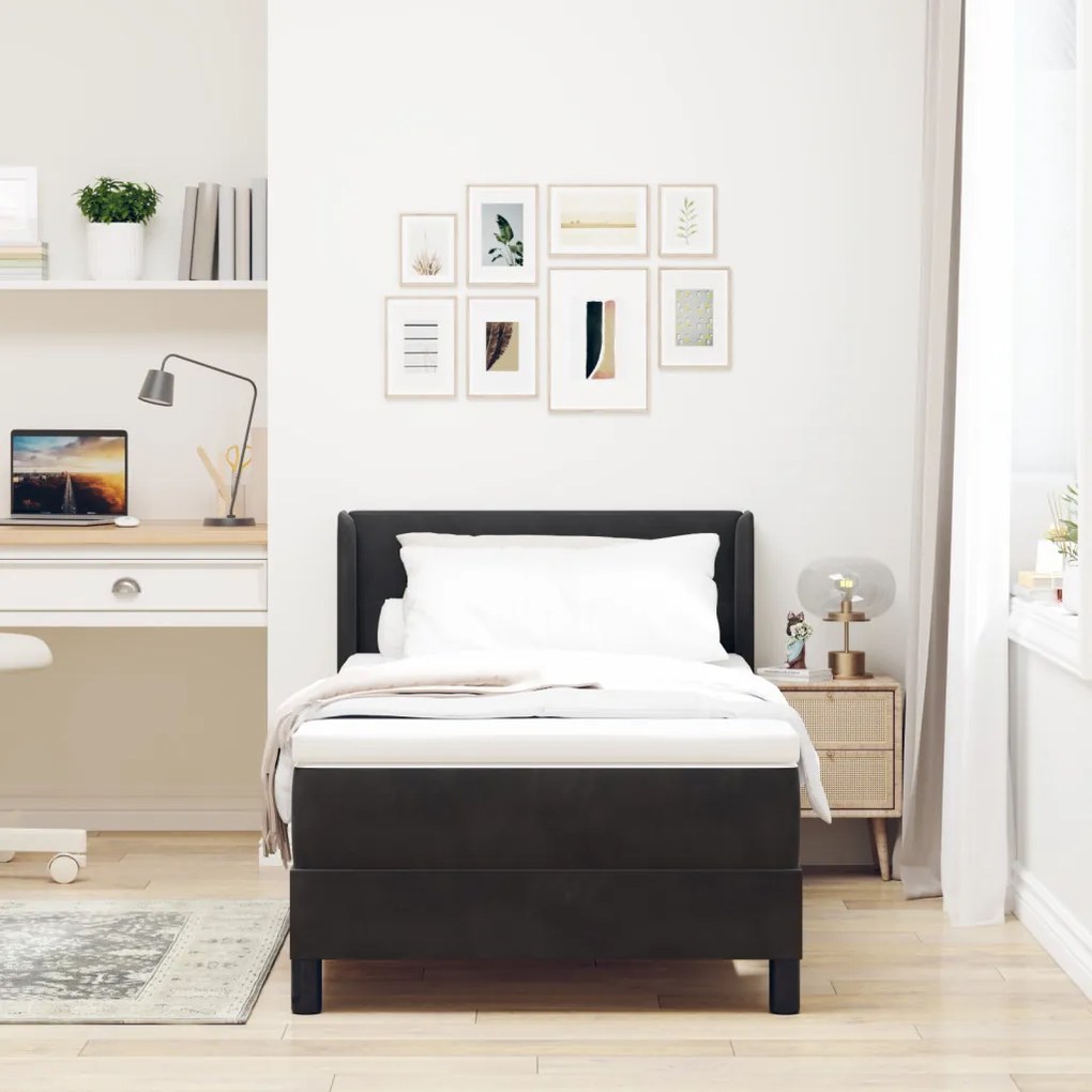 Boxspring Ágy Matracból Fekete 90x190 cm Bársonyos