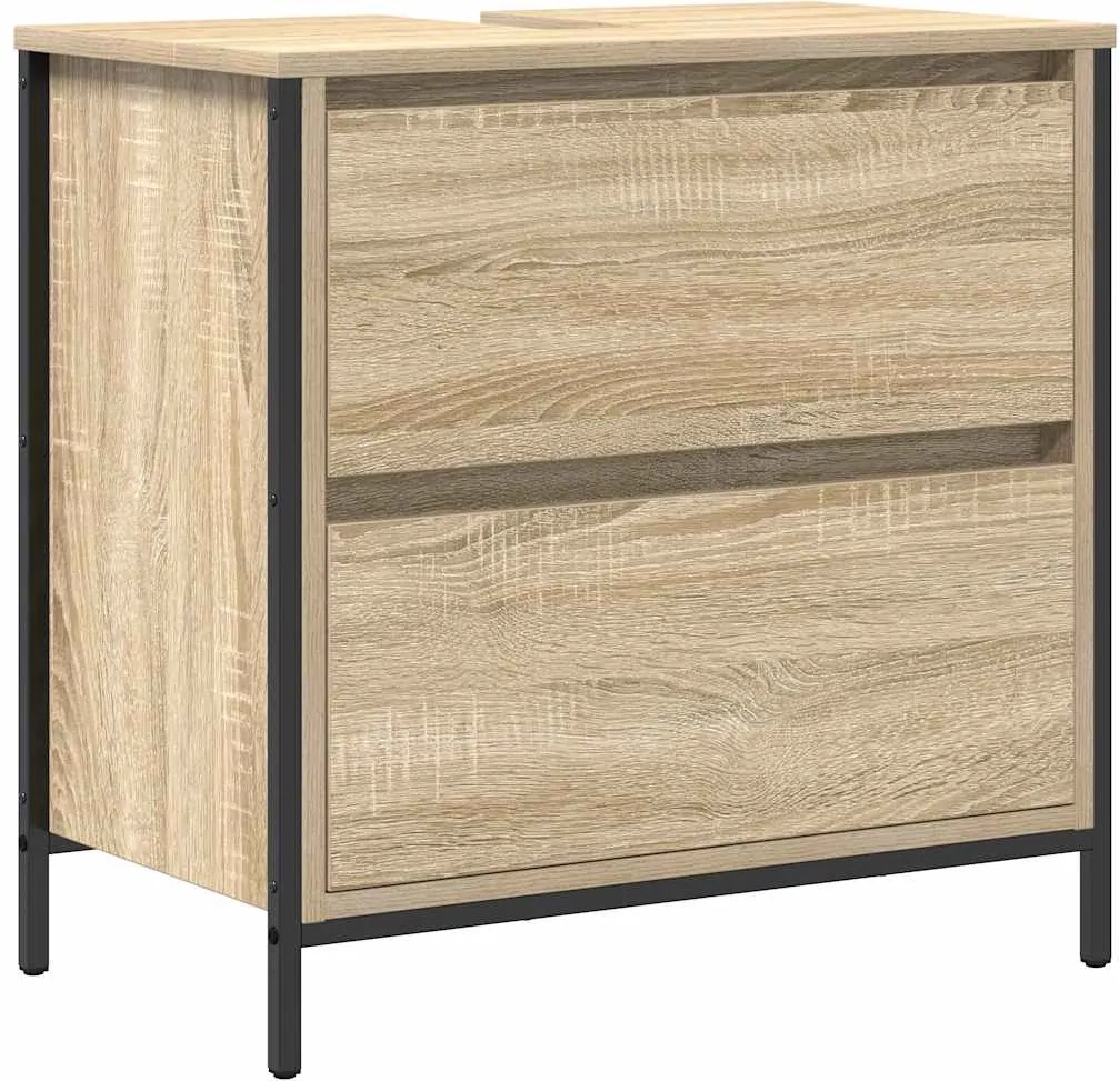 vidaXL sonoma tölgy fürdőszobai mosdószekrény fiókokkal 60x34,5x60 cm