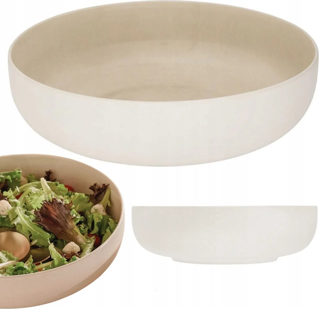 Nagy salátatál 27 cm Bézs kerámia étkészlet széles boho