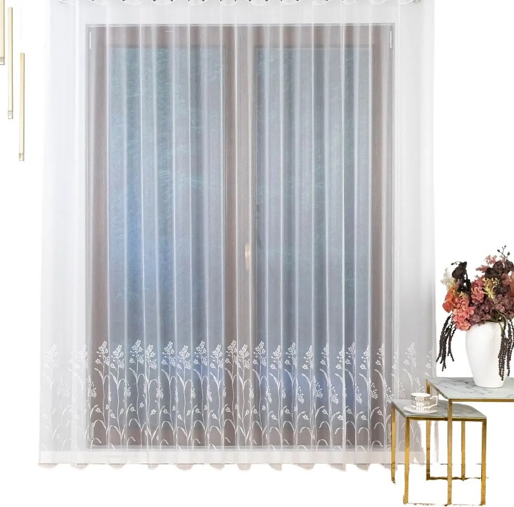 Napellenző függöny virágos hímzés ráncoló szalaggal 300X160