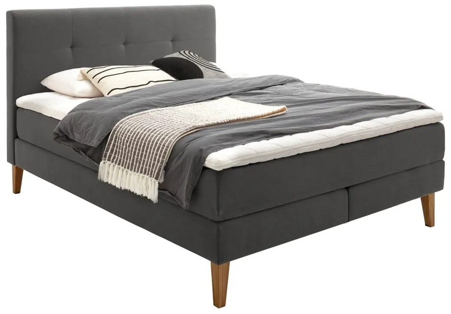 Antracitszürke boxspring ágy 180x200 cm Stockholm – Meise Möbel