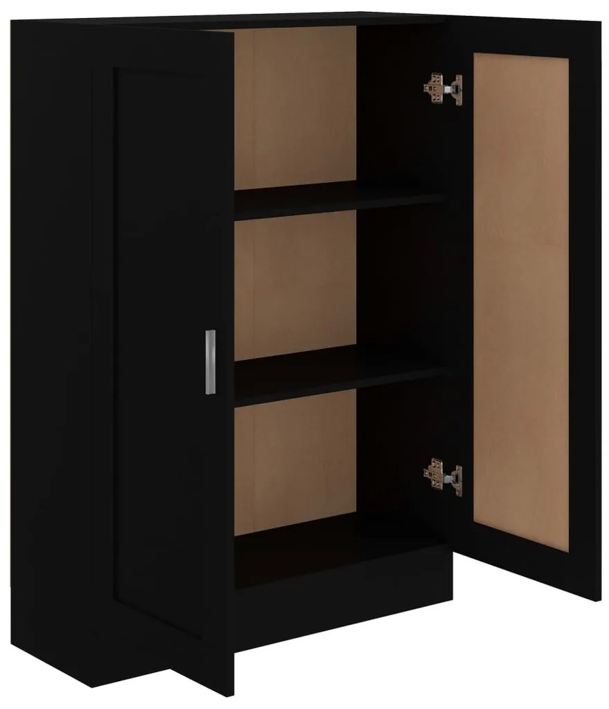 fekete szerelt fa könyvszekrény 82,5 x 30,5 x 115 cm