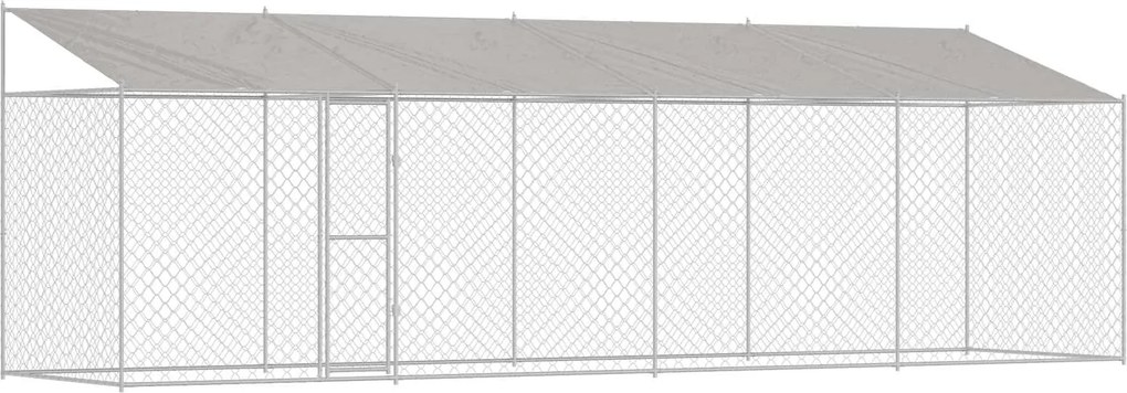 vidaXL Kutya ketrec tetővel Ezüst 800 x 200 x 256 cm Acél és PE