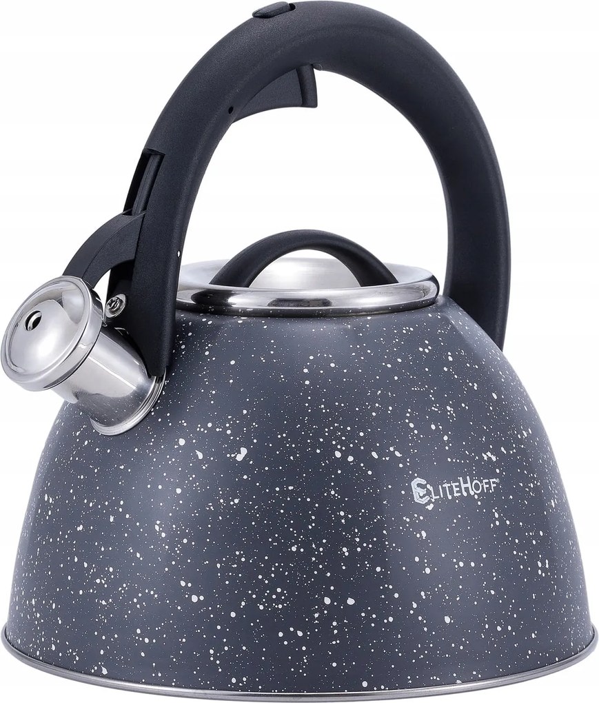 Rozsdamentes Acél Vízforraló Síppal, Hagyományos, Indukciós, Gáz, 3L EliteHoff Premium