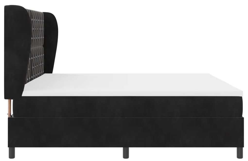 Boxspring Ágy Matrac Kárpit Fekete 200x200 cm
