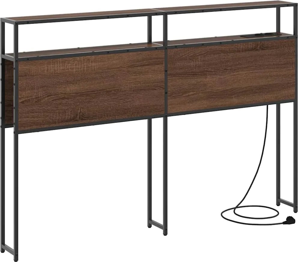 vidaXL Tároló fejtámla polcokkal tárolóval barna tölgy 135 cm Faanyag