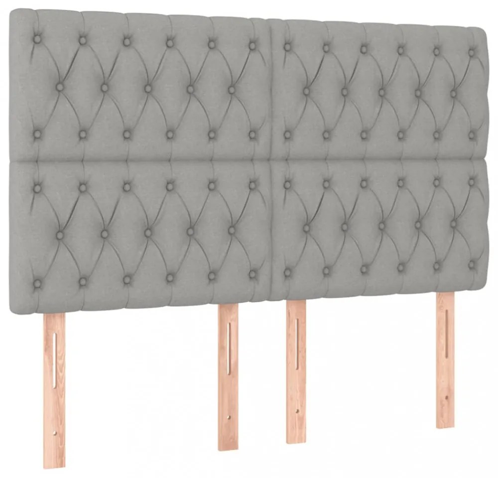 világosszürke szövet LED-es fejtámla 144x7x118/128 cm