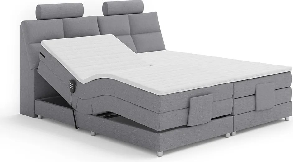 Elektromos állítható ágy, boxspring, szürke, 160x200, POLERMA NEW