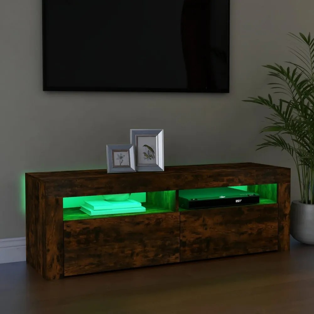 füstös tölgy színű TV-szekrény LED-ekkel 120 x 35 x 40 cm