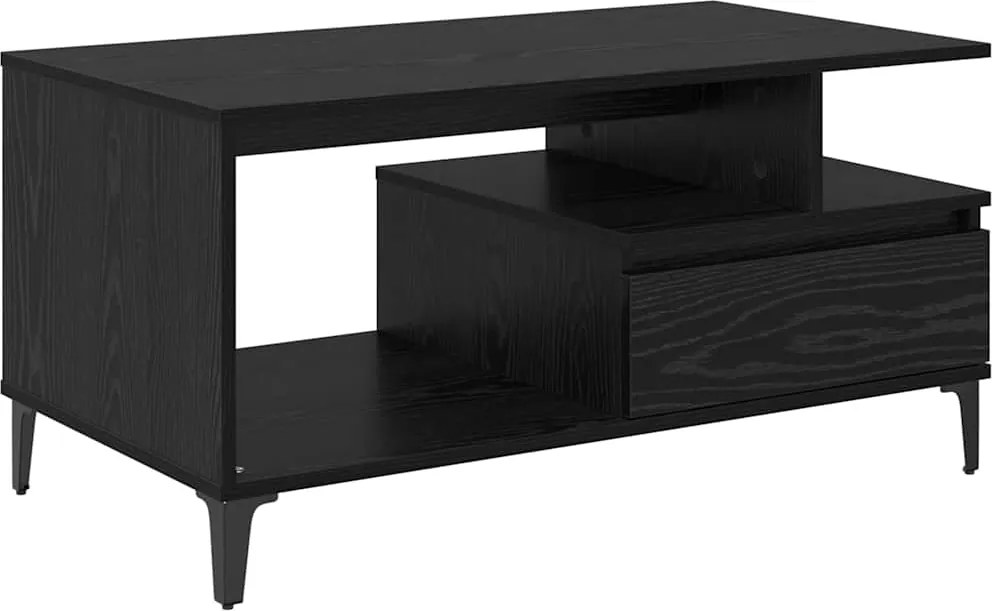 vidaXL Dohányzóasztal fiókkal Fekete tölgy 90 x 49 x 45 cm Faanyag