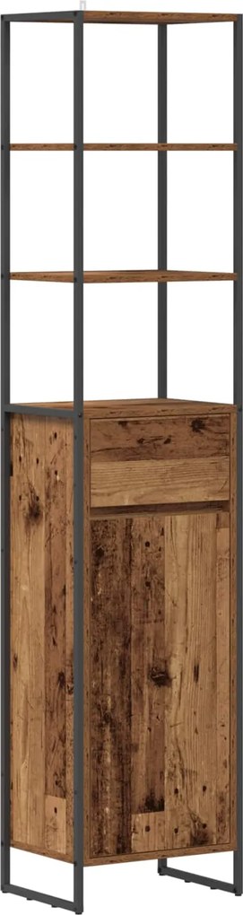 vidaXL Fürdőszoba Székény fiókkal Öreg fa 40 x 30 x 180 cm Faanyag