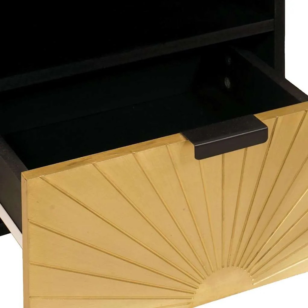 TV szekrény Fekete és Arany 70 x 33 x 46 cm tömör mangófa