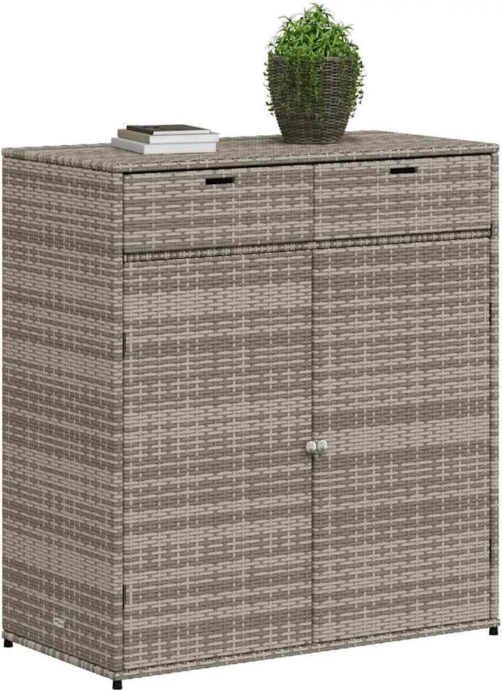 vidaXL szürke polyrattan kerti tárolószekrény 105 x 55 x 113 cm