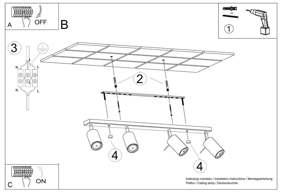 Krémszínű spotlámpa 6x81 cm Etna – Sollux