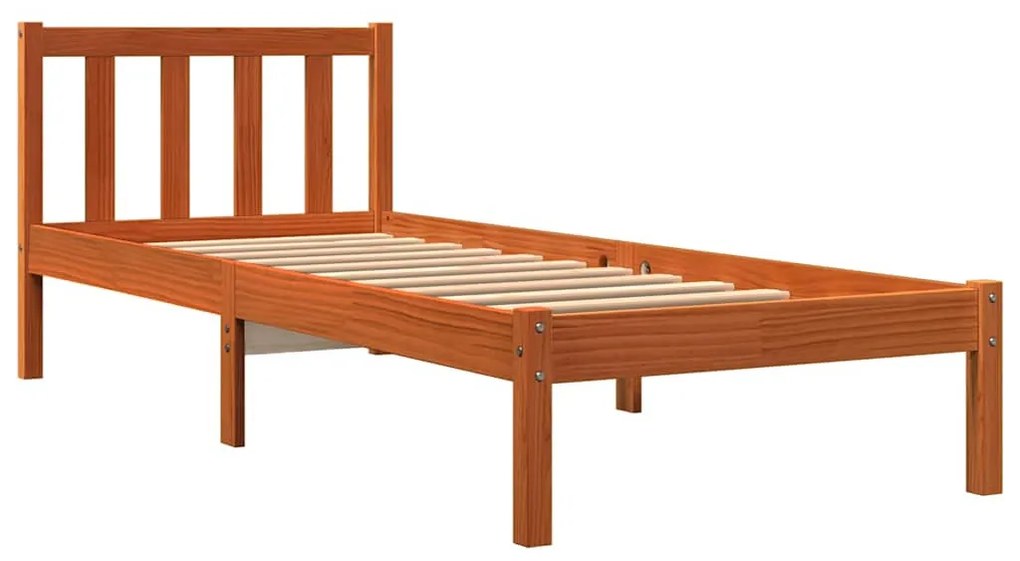 viaszbarna tömör fenyőfa ágy matrac nélkül 100 x 200 cm