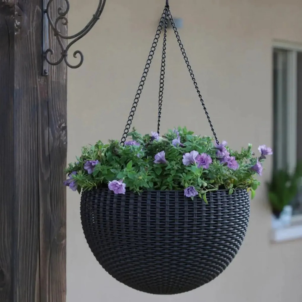 Keter Sphere felakasztható virágtartó, antracit, átmérő: 35 cm