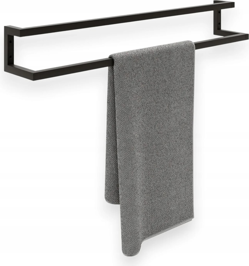 Törölközőtartó nagy fürdőszobai tartó fekete Loft 2 szintes 85cm