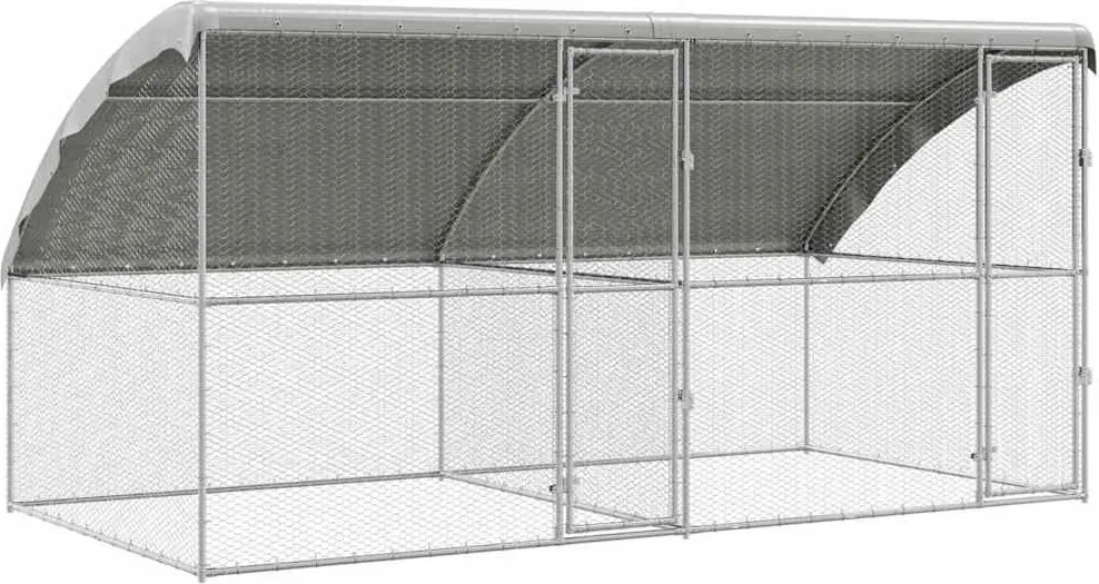 vidaXL Csirkeketrec 2 pcs Ezüst 400 x 200 x 198,5 cm Horganyzott acél