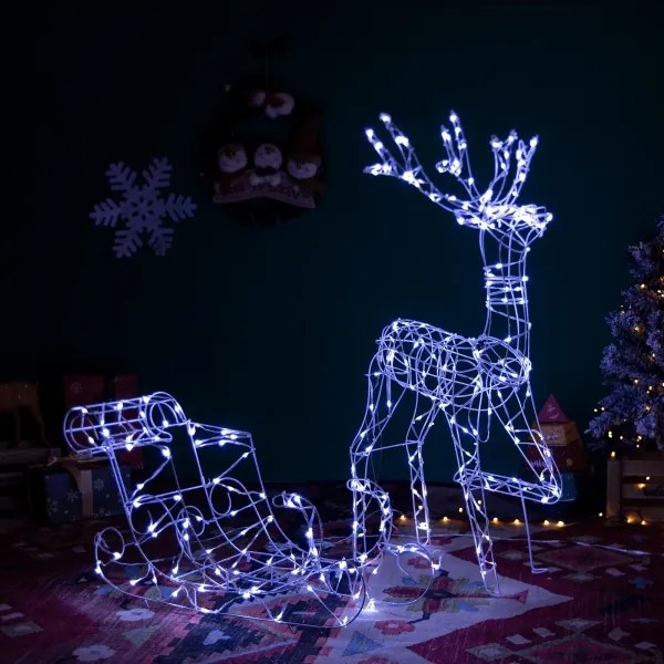 Aigostar-LED Kültéri dísz LED/3,6W/31/230V 6500K 90/45cm IP44 rénszarvas szánnal