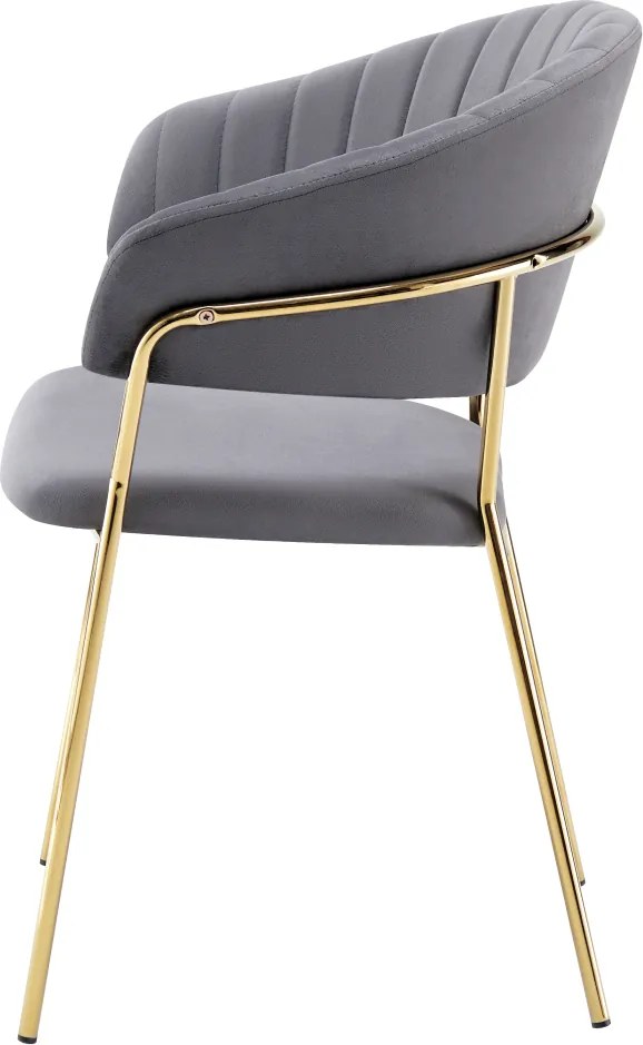 Design étkezőszék, szürkésbarna Velvet szövet/gold króm arany, DASMIN TYP 1