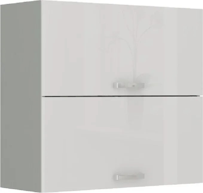 Felsőszekrény, fehér extra magasfényű/szürke, PRADO 80 GU-72